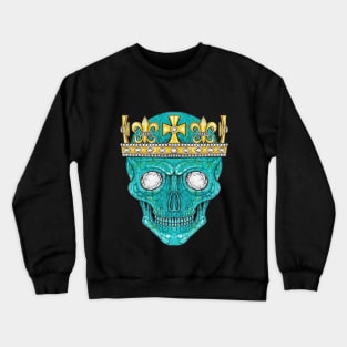 Skull head design diamond and turquoise of the king. Crewneck Sweatshirt